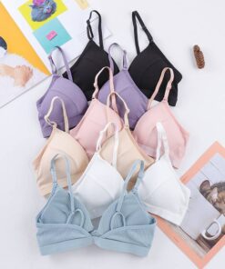 SVOKOR Push Up Bra Adjustable Beauty Backless Seamless Bralette Elastic Force Women’s Underwear Crop Top Bra & Brief Sets color: Black Bra|Blue Bra|Khaki Bra|Pink Bra|Purle Bra 