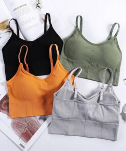 Seamless Women Bra Gym Running Push Up Bralette Female Padded Vest Elastic Brassiere Breast wrap Underwear Bras Top Bra & Brief Sets color: Black|Brown|Gray|Green|Khaki|Orange|White|Yellow 